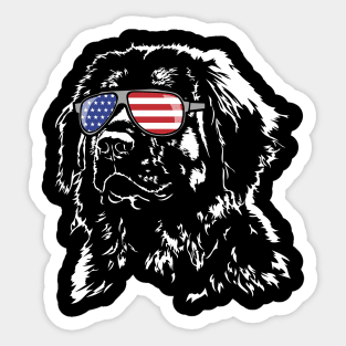 Leonberger American Flag sunglasses patriotic dog Sticker